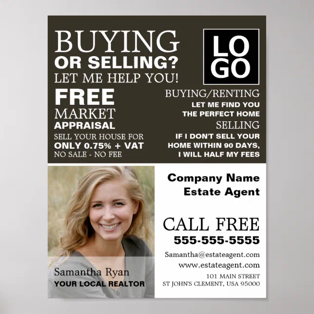 Personalized Photograph, Realtor, Estate Agent Poster | Zazzle