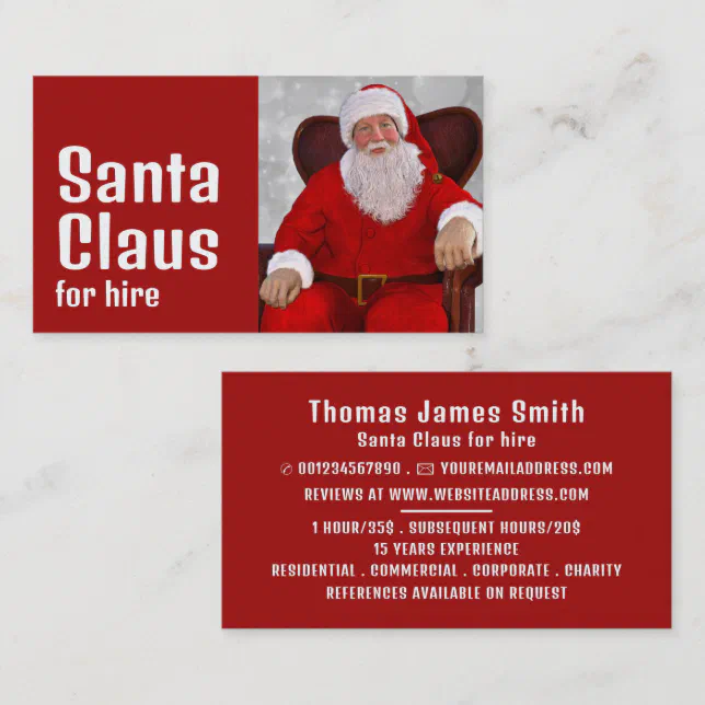 Personalized Photograph Santa Claus Business Card Zazzle