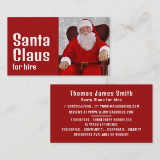 Personalized Photograph, Santa Claus Entertainer Business Card