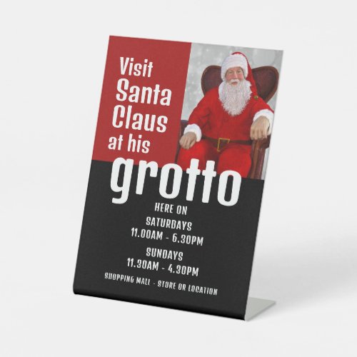 Personalized Photograph Santa Claus Visitor Hours Pedestal Sign