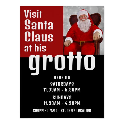 Personalized Photograph Santa Claus Visitor Hours Poster