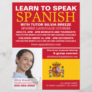 Personalized Photograph, Spanish Language Course Flyer