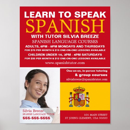 Personalized Photograph Spanish Language Course Poster