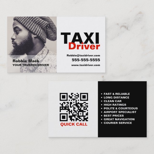 Personalized Photograph, Taxi Driver Business Card (Front/Back)