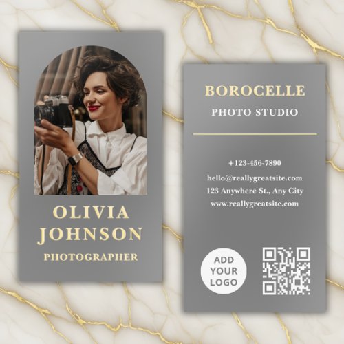 Personalized Photographer Photo Gold Foil Business Cards