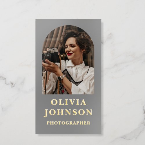 Personalized Photographer Photo Gold Foil Business Cards