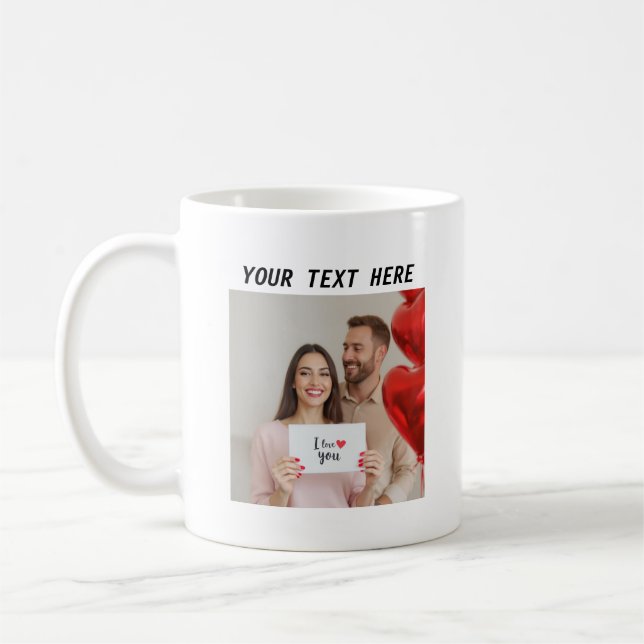 Personalized Photos and Text Happy Valentine's Day Coffee Mug (Left)