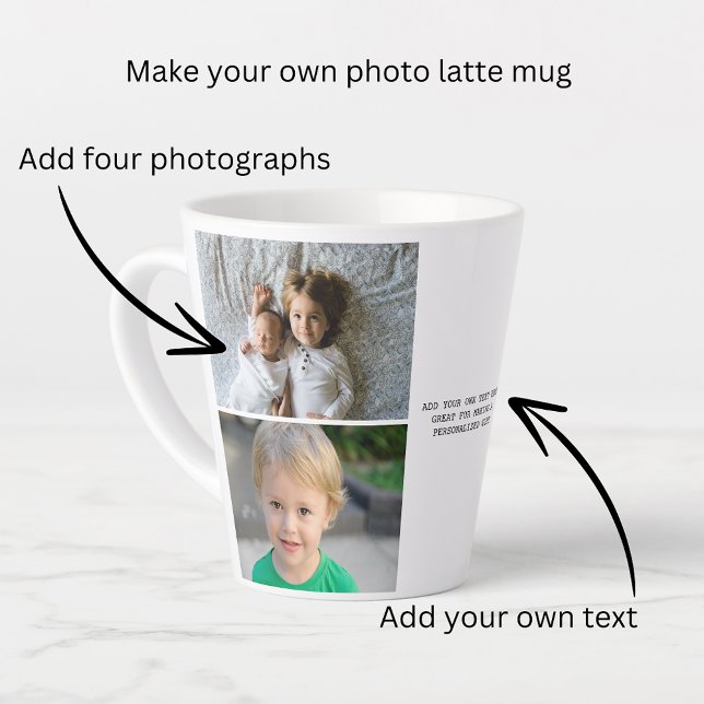 Personalized Photos and Text Latte Mug (Personalized Photos and Text Latte Mug from Ricaso. Make your own great photo gifts. Easy template)