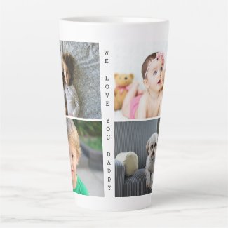 Personalized Photos and Text We Love You Daddy Latte Mug