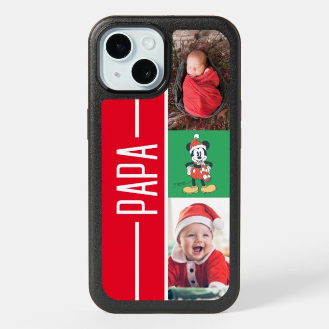 Personalized Photos | Christmas Mickey Mouse iPhone 15 Case (Back)