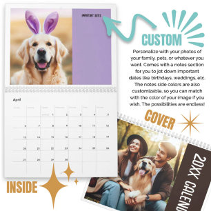 Personalized Photos Family Pets With Notes Calendar