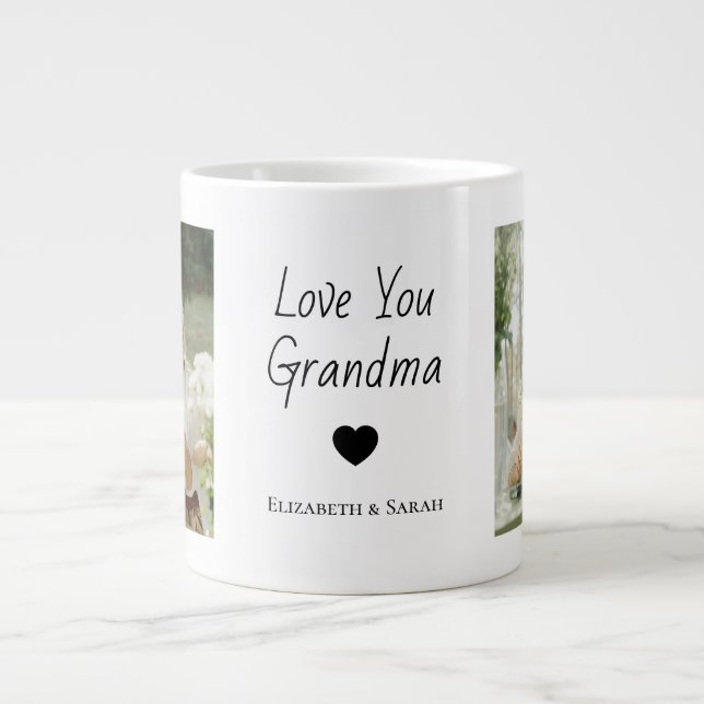 Personalized Photos & "Love You Grandma Giant Coffee Mug (Front)