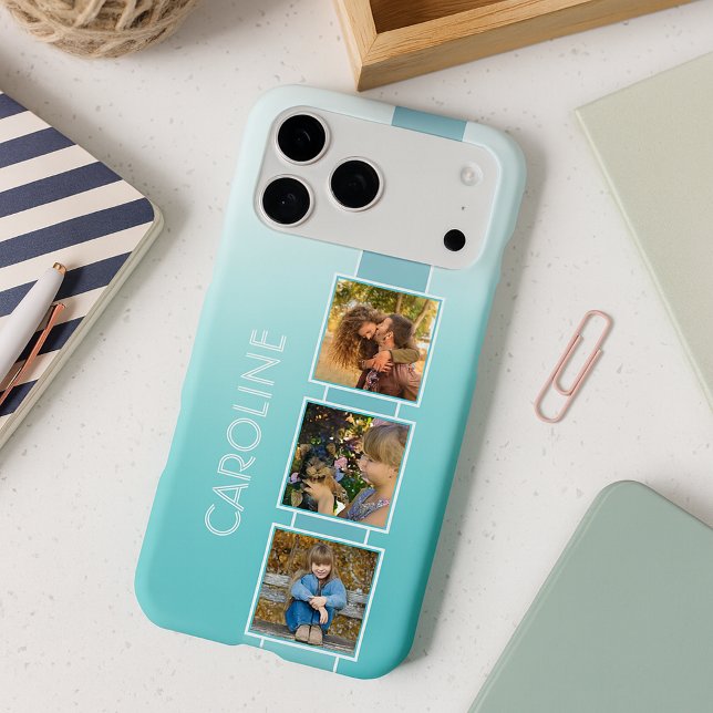 Personalized Photos On Aqua Turquoise Green Case-Mate iPhone Case (Creator Uploaded)