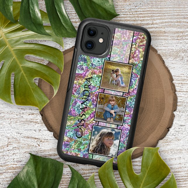 Personalized Photos On Purple Blue Turquoise Pink Otterbox iPhone Case (Creator Uploaded)