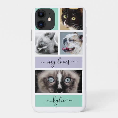 Personalized Photos Purple  Mint Green iPhone 11 Case