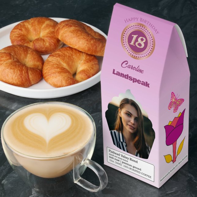 Personalized Photos Rose Gold Glitter 18 Birthday Roasted Coffee (Breakfast)
