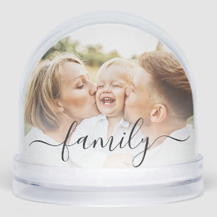 Personalized Photos Script Christmas Family Custom Snow Globe