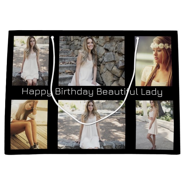 Personalized Photos & Text Multi Occasion Large Gift Bag (Front)