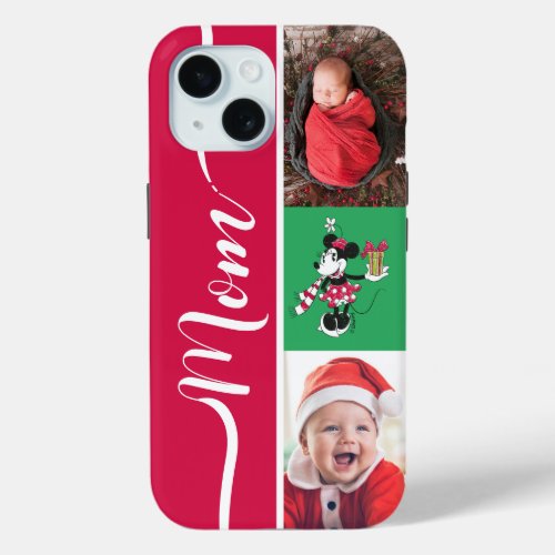 Personalized Photos  Vintage Holiday Minnie iPhone 15 Case