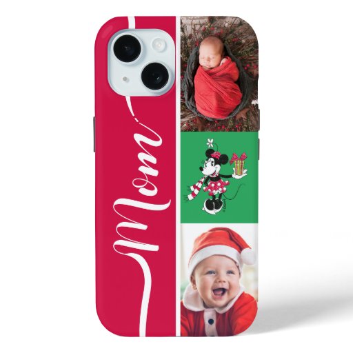 Personalized Photos | Vintage Holiday Minnie iPhone 15 Case