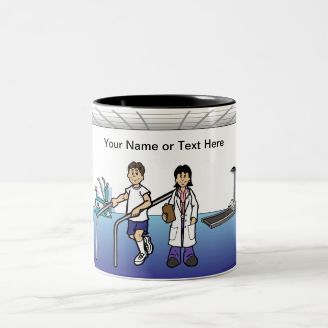 Personalized Physical Therapist - Female Cartoon   Two-Tone Coffee Mug (Center)
