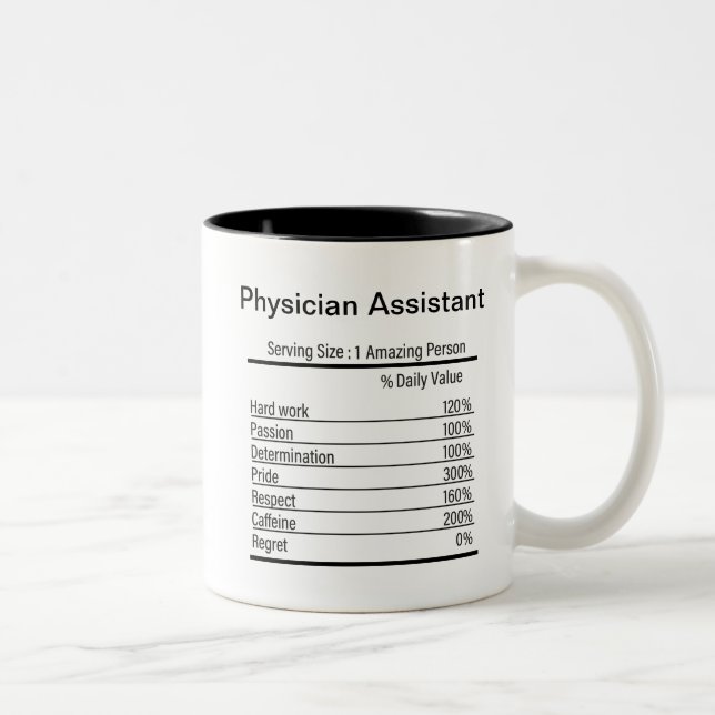 Personalized Physician Assistant Nutrition Facts   Two-Tone Coffee Mug (Right)