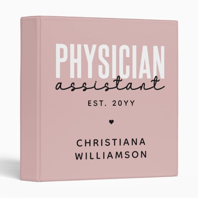 Personalized Physician Assistant PA Graduation 3 Ring Binder (Front/Spine)