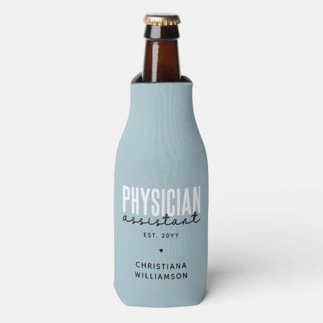 Personalized Physician Assistant PA Graduation Bottle Cooler (Bottle Front)