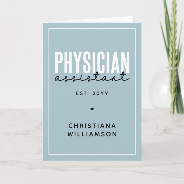 Personalized Physician Assistant PA Graduation Card (Front)