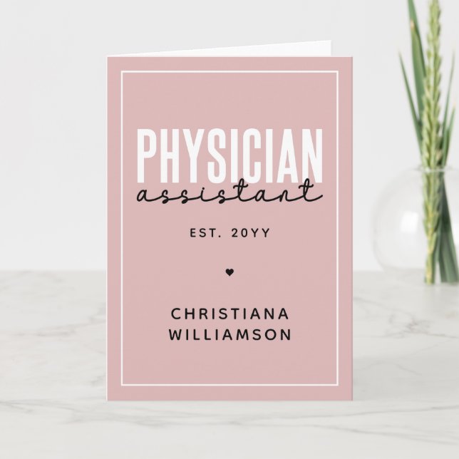 Personalized Physician Assistant PA Graduation Card (Front)