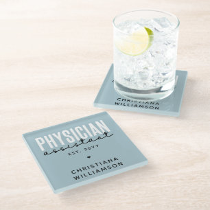 Personalized Physician Assistant PA Graduation Glass Coaster
