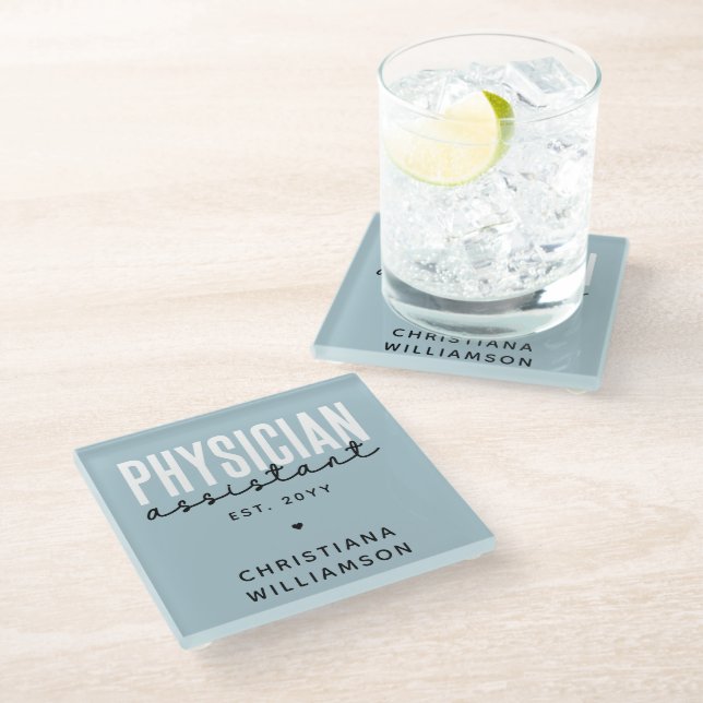 Personalized Physician Assistant PA Graduation Glass Coaster (Angled)