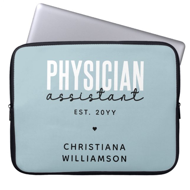 Personalized Physician Assistant PA Graduation Laptop Sleeve (Front)