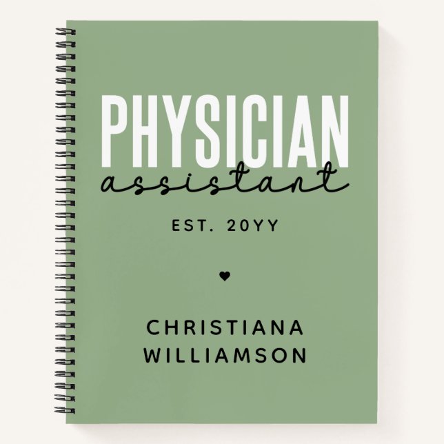 Personalized Physician Assistant PA Graduation Notebook (Front)