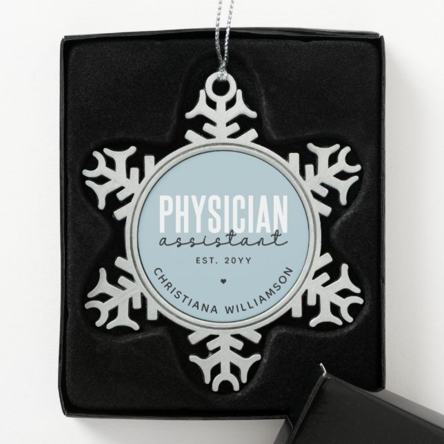 Personalized Physician Assistant PA Graduation Snowflake Pewter Christmas Ornament (Box)