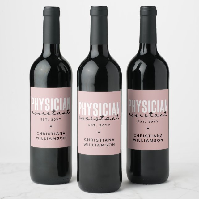 Personalized Physician Assistant PA Graduation Wine Label (Bottles)