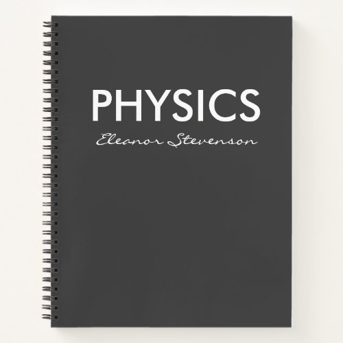 Personalized Physics Graph Paper Black and White Notebook