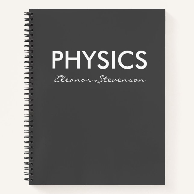 Personalized Physics Graph Paper Black and White Notebook (Front)
