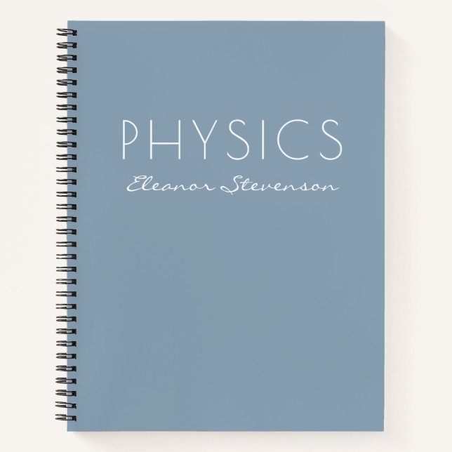 Personalized Physics Graph Paper Dusty Blue  Notebook (Front)