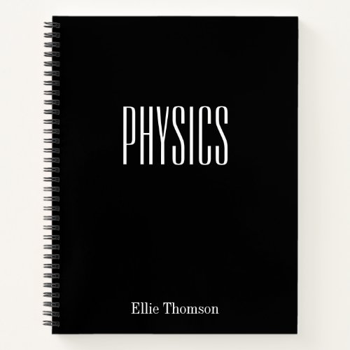 Personalized Physics Graph Paper Simple Black Notebook