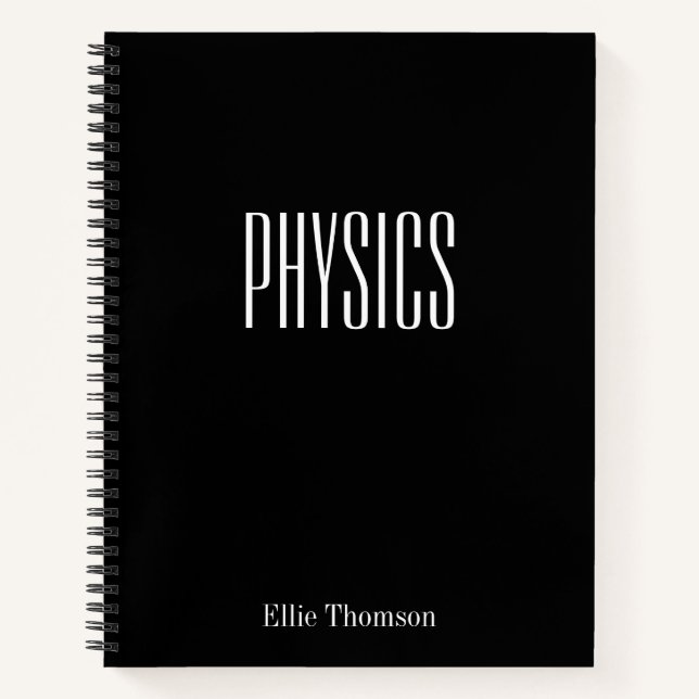 Personalized Physics Graph Paper Simple Black Notebook (Front)