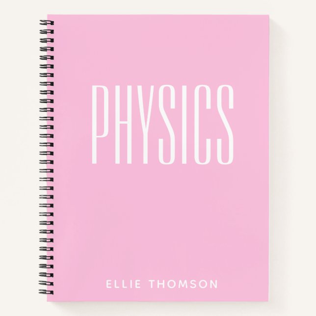 Personalized Physics Graph Paper Simple Pink Notebook (Front)