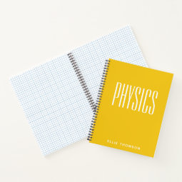 Personalized Physics Graph Paper Simple Yellow Notebook | Zazzle