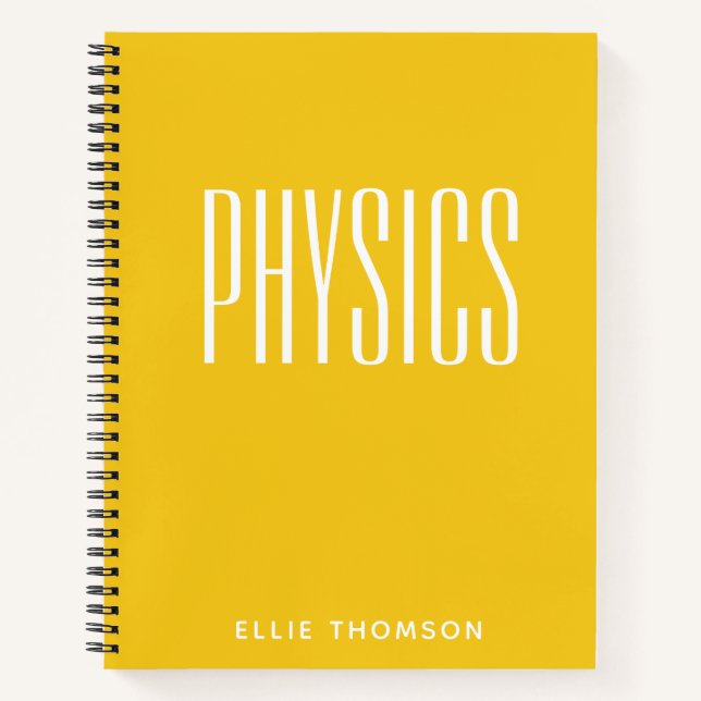 Personalized Physics Graph Paper Simple Yellow Notebook (Front)