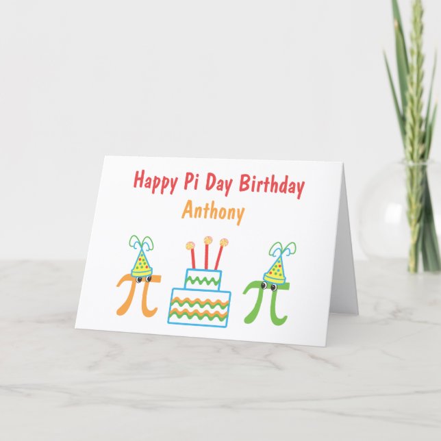 Personalized Pi Day Birthday Card (Front)