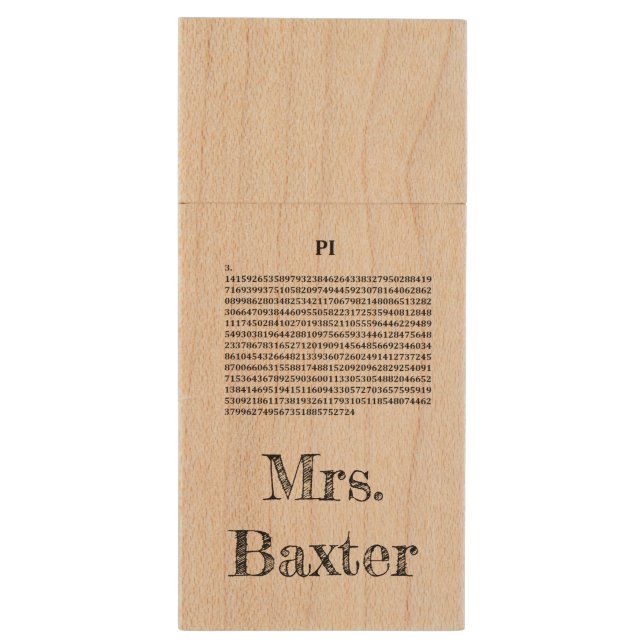 Personalized "Pi" Wood Flash Drive (Back (Vertical))
