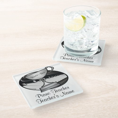 Personalized Pianist Piano Teacher Glass Coaster