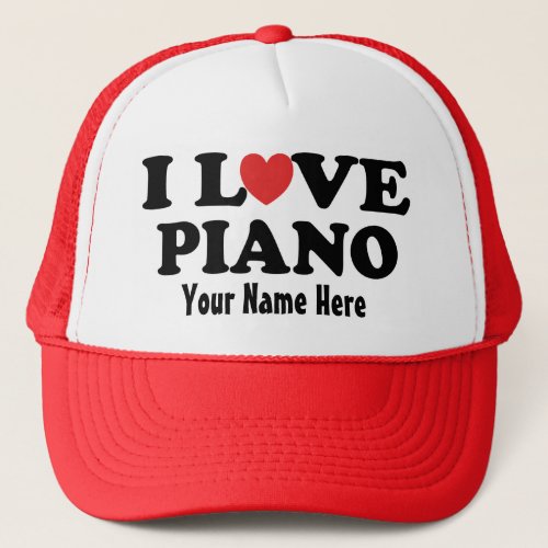Personalized Piano I Love Heart Music Gift Hat