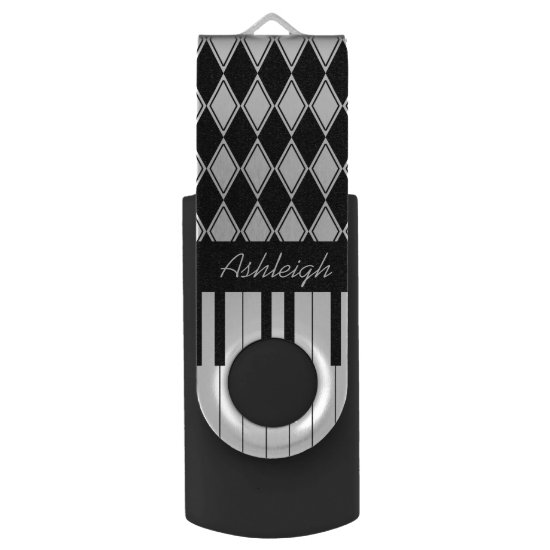 Personalized Piano Keys and Diamonds Flash Drive