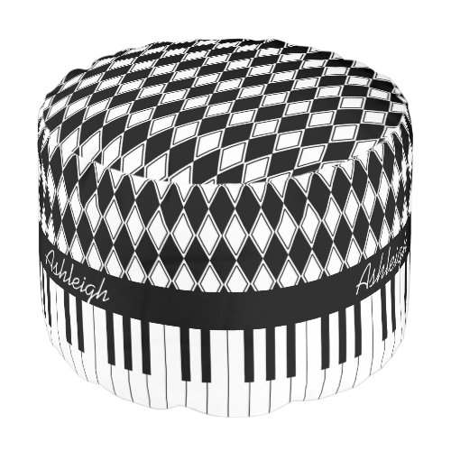 Personalized Piano Keys and Diamonds Pouf